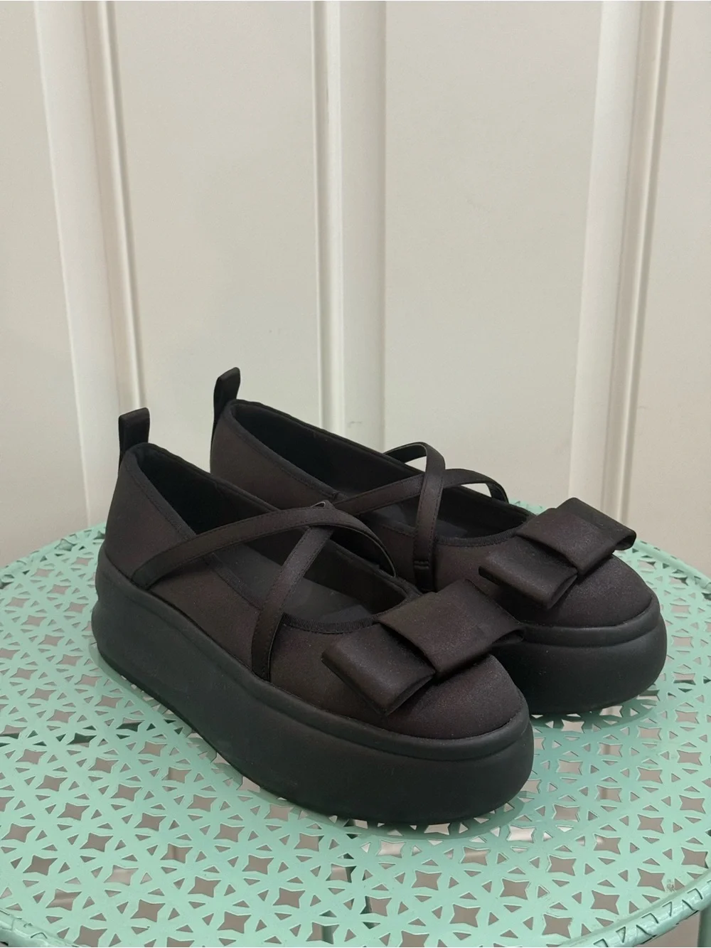 Charles & Keith Black Brantley Bow Platform Mary Janes - 38 (7.5)